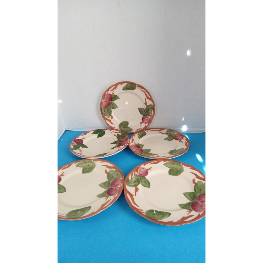 Blue Ridge Southern Potteries Apple Dinner Plates Set of 5 Hand‎ Painted Vintage